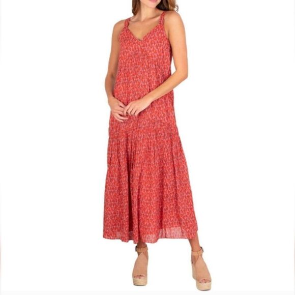 Joie Red Tea Rose Floral Sleeveless Maxi Dress Size Small - Picture 1 of 8